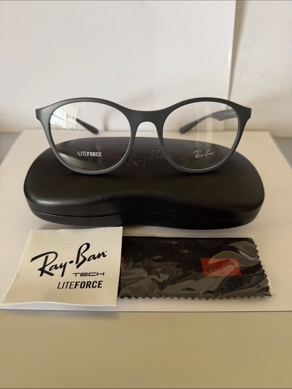 Ray-Ban Liteforce Matte Gray Round Optical Glasses(Made in Italy).